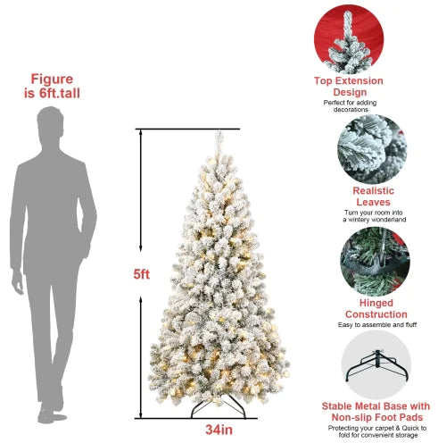 Pre-Lit Flocked Artificial Christmas Tree
