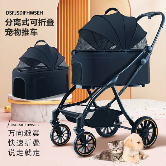Automatic Folding Pet Stroller for Small Dogs & Cats