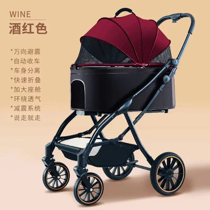 Automatic Folding Pet Stroller for Small Dogs & Cats