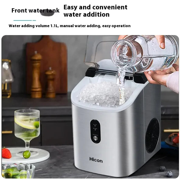 Small 16kg Chewing Ice Maker & Automatic Ice Crusher - Silver