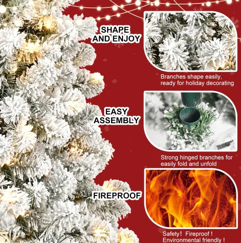 Pre-Lit Flocked Artificial Christmas Tree