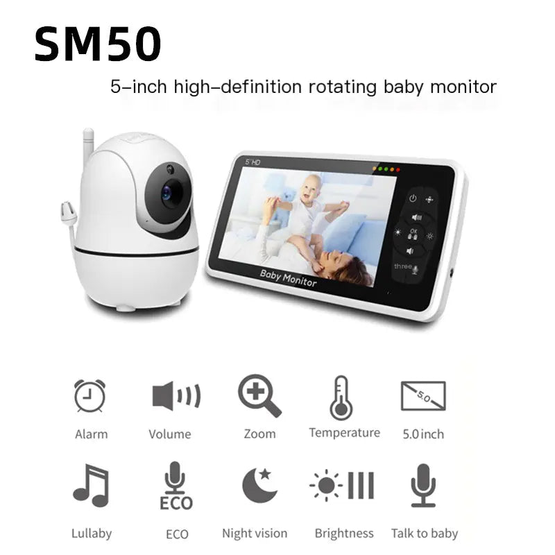 SM50 5" HD Rotating Baby Monitor with Night Vision
