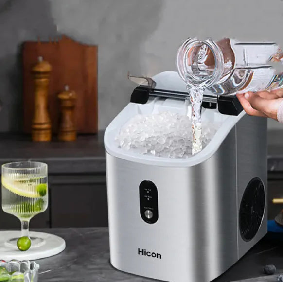 Small 16kg Chewing Ice Maker & Automatic Ice Crusher - Silver
