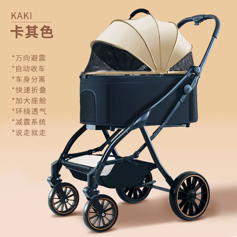 Automatic Folding Pet Stroller for Small Dogs & Cats