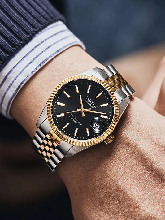 Men's Mechanical Watch with Calendar & Luminous Steel