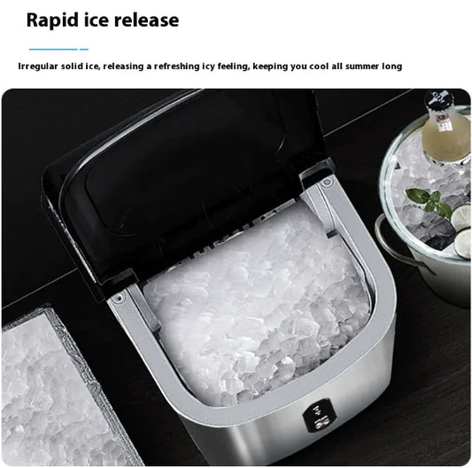 Small 16kg Chewing Ice Maker & Automatic Ice Crusher - Silver